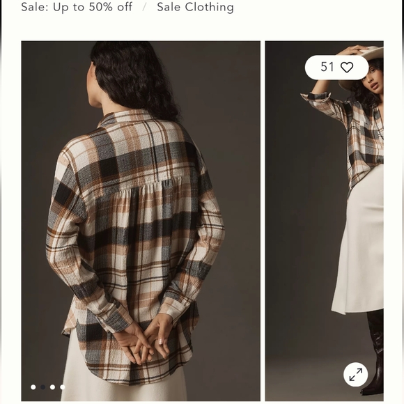 Anthropologie Pilcro Relaxed Long-Sleeved Checkered Shirt in XL, brown pattern - Picture 2 of 6